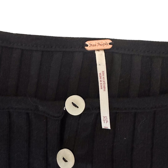 Free People Tilly‎ Long-Sleeve Cardi Black Cotton Ribbed Slim Fit - XS - Picture 4 of 5